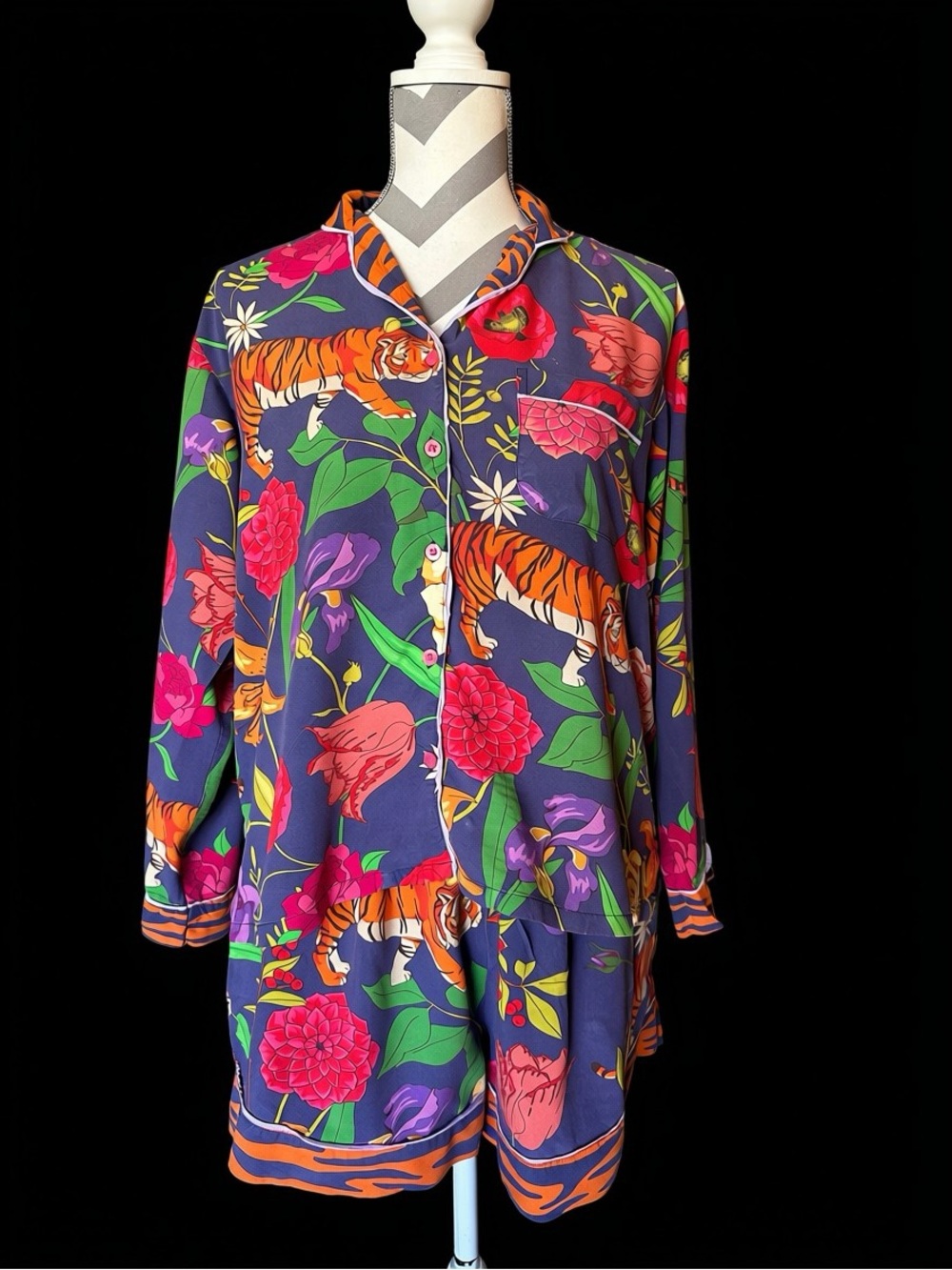 Anthropologie Powder Pajama set in Tiger /floral print